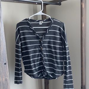 Grey and White Womens Long Sleeve